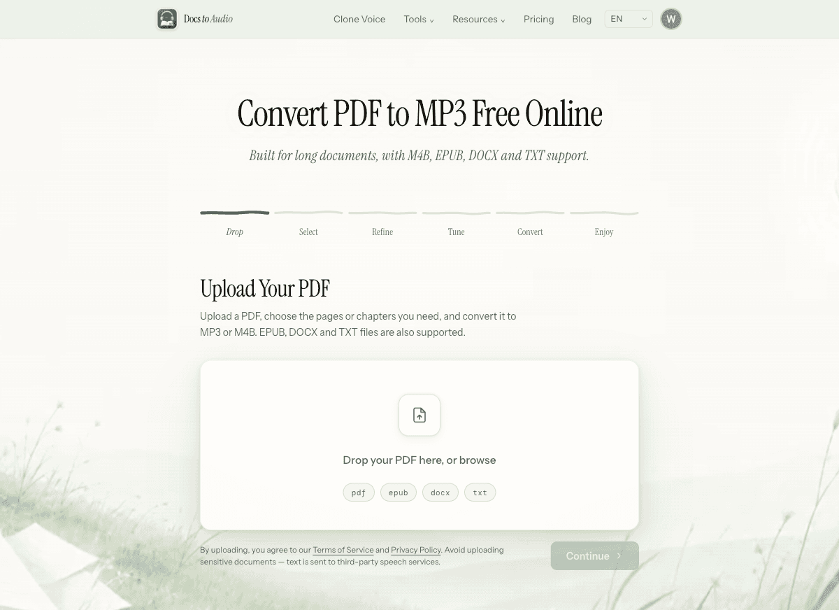 Upload your PDF — Step 1 of 6